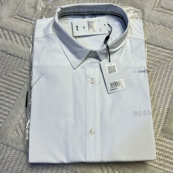 BOSS - Cotton Oxford Embroidered Logo Regular Fit Dress Shirt - Picture 2 of 5